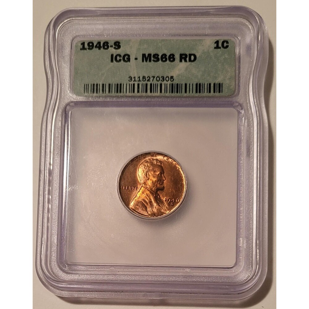 1946 S Lincoln Wheat Cent MS66 RED ICG